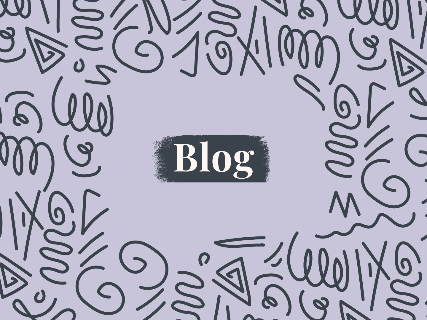 blog with a paint stroke behind and squiggly patterns drawn around it