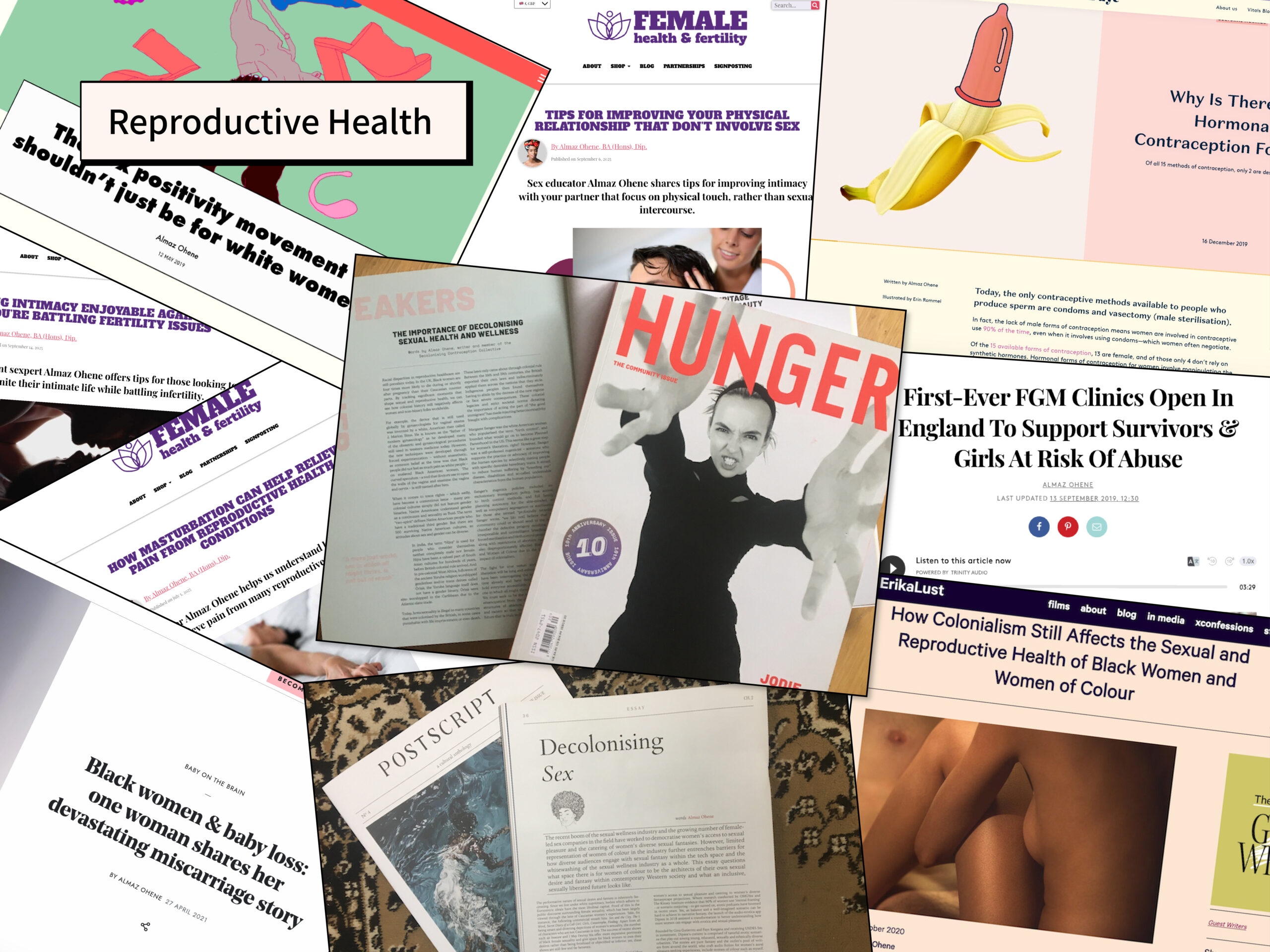 Reproductive health article collage